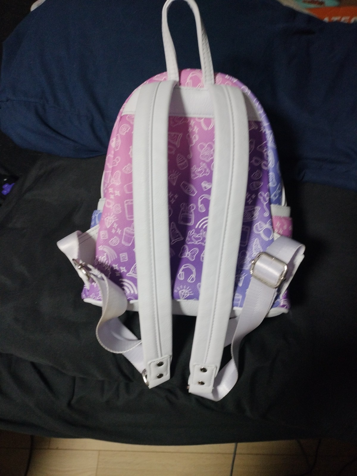 Loungefly Disney Parks Ombre Purple Pink Icons Mini Backpack Bag