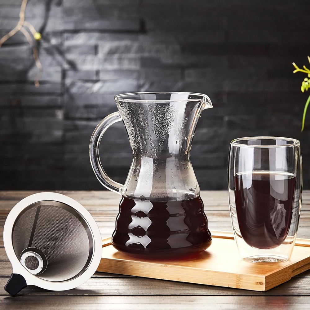 - Pour Over Coffee Maker with Permanent Stainless Filter 32 fl oz=