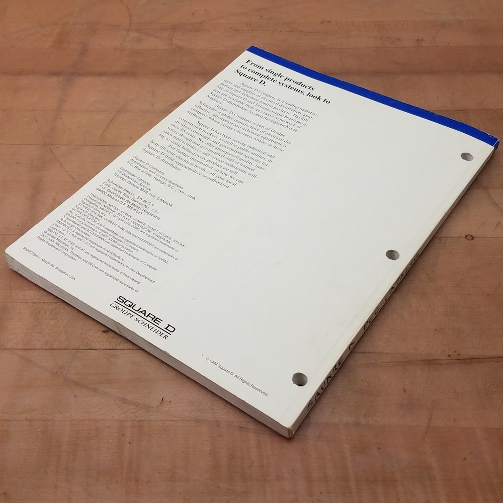 Square D 8020CT9401 Programmable Controllers Catalog, File 8000 - USED