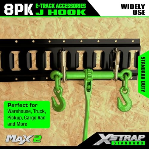 8 PCS E Track J Hooks, 2-inch Steel J Hook Mount Set Tie Down Anchor Points
