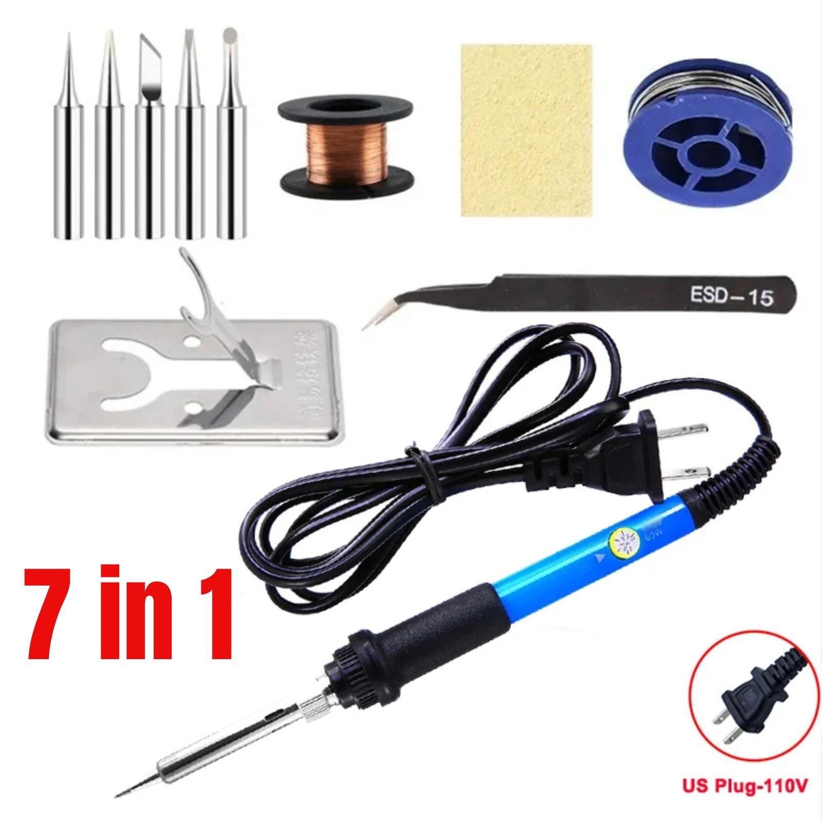 Soldering Iron Electric Gun Adjustable Temperature Welding Solder Wire Kit 60W