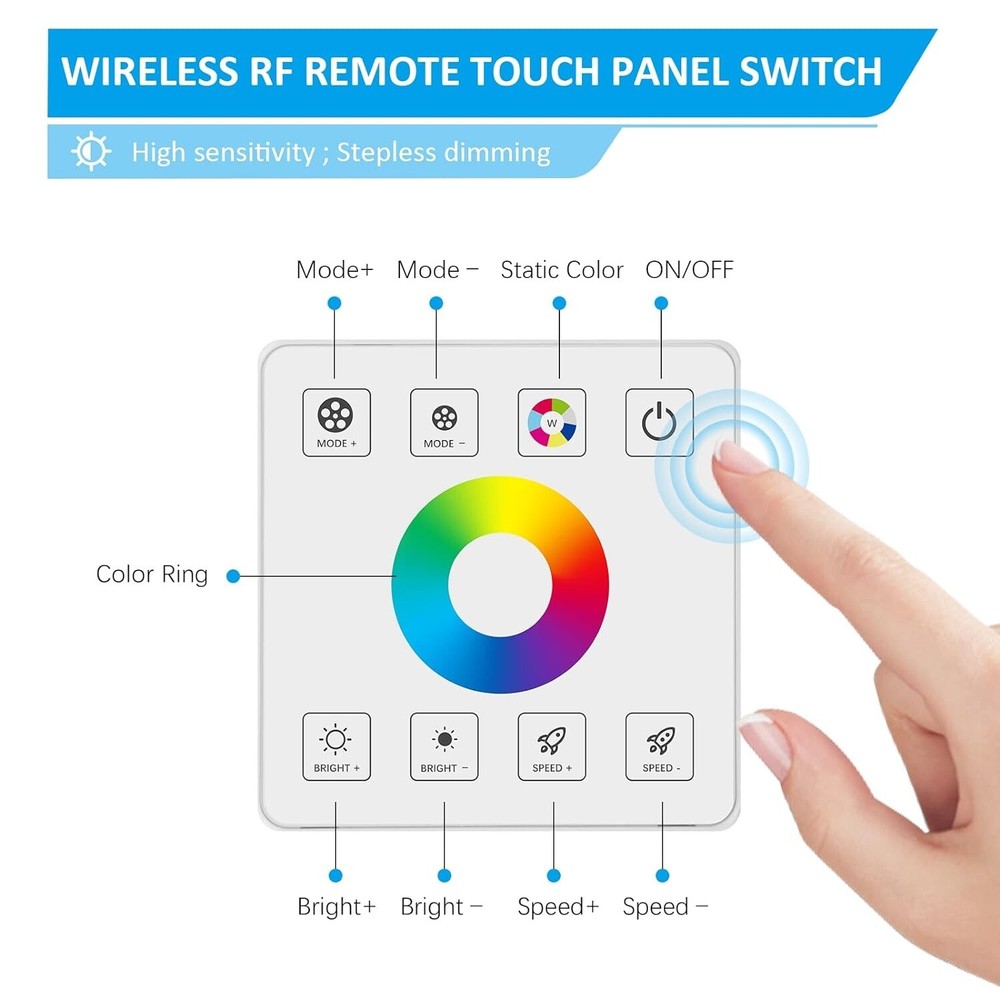 RGB LED Strip Controller RF Wireless Remote Control 5050 3528 Touch Panel Dimmer