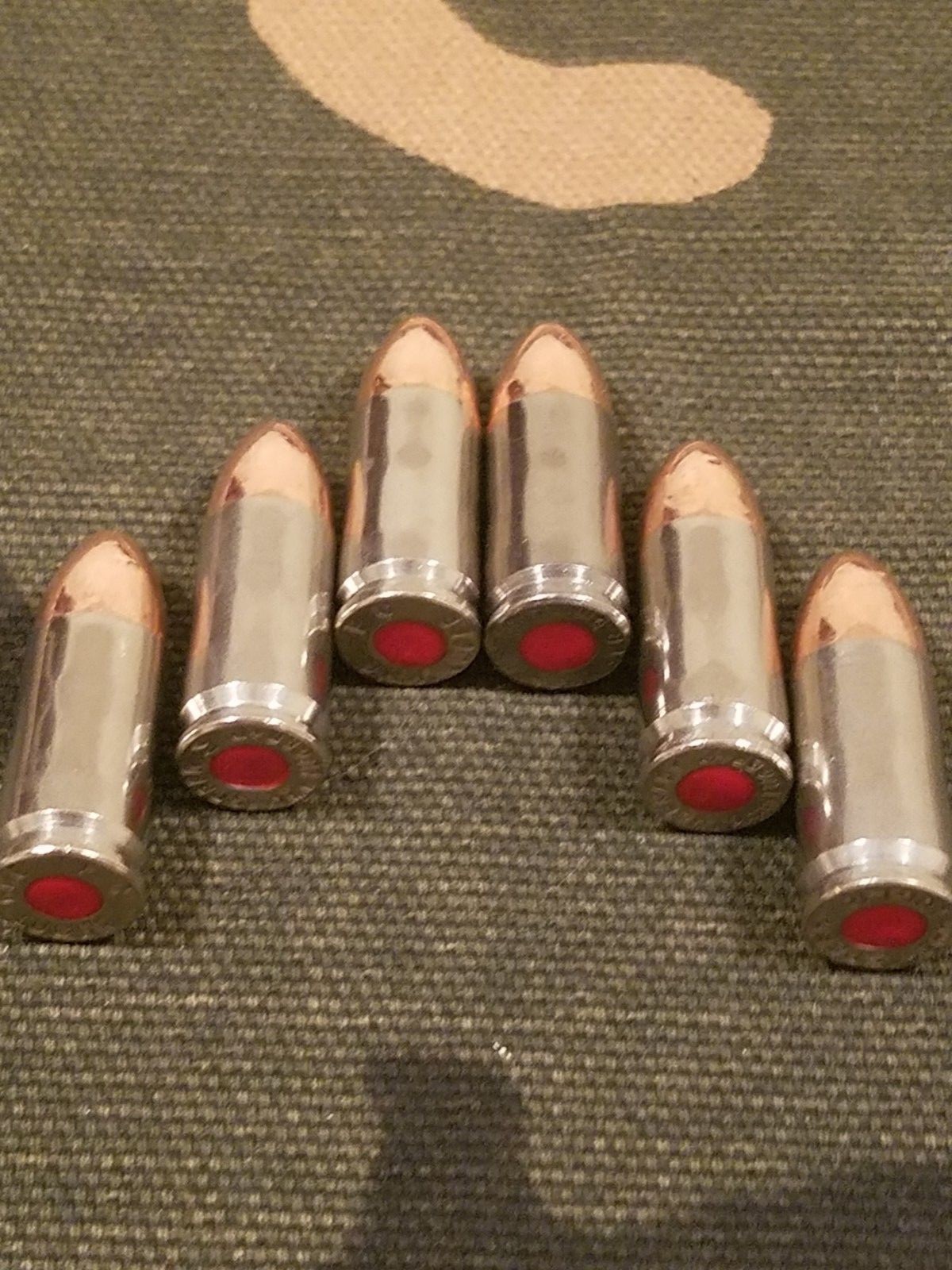 9MM LUGER SNAP CAPS SET OF 6 (NICKEL) REAL 115GN WEIGHT!!!