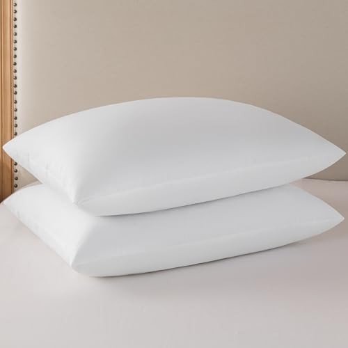 basic home Queen Size Goose Feather & Down Bed Pillow - 100% Odorless 20x28