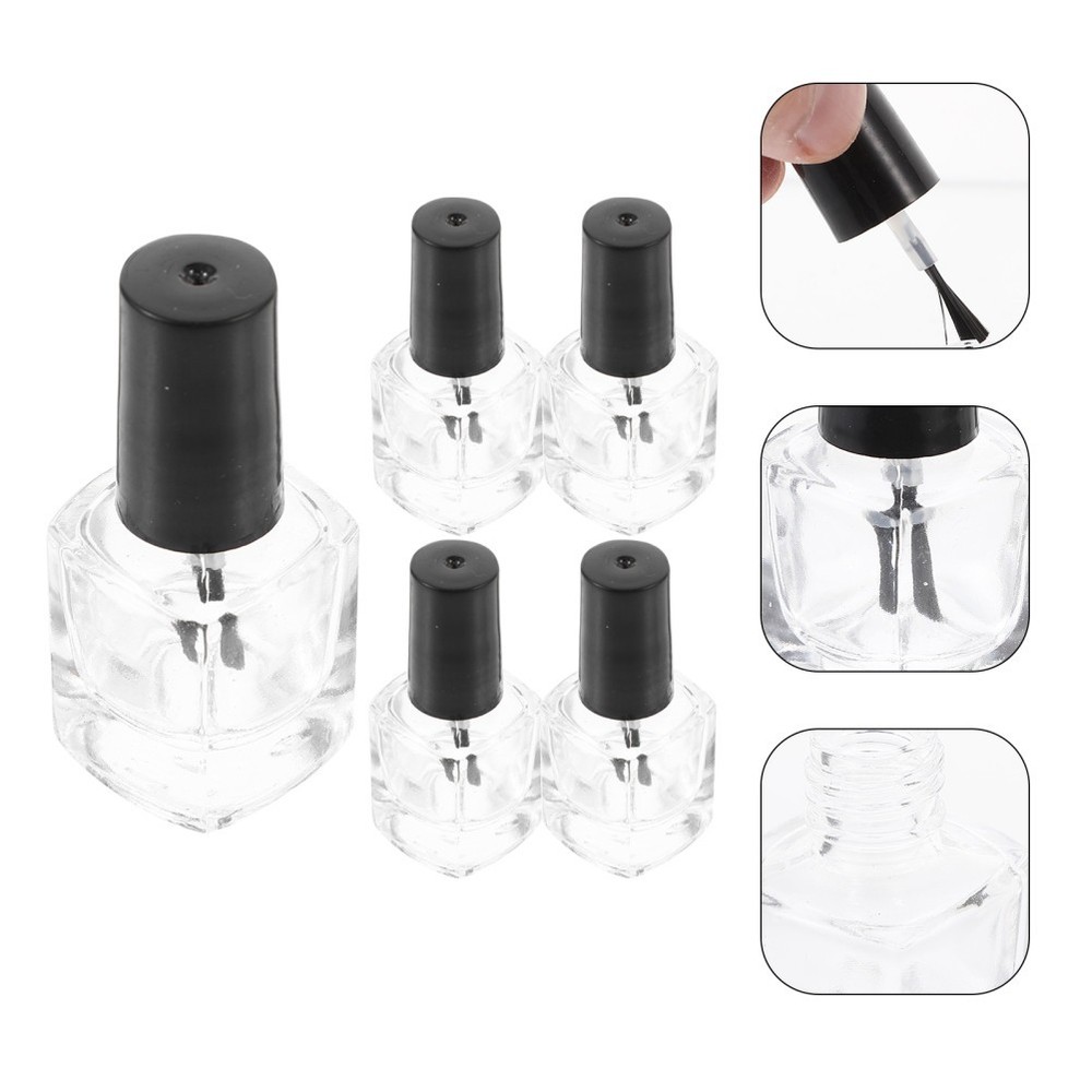 5 Pcs/pack Square Bottle Container Empty Nail Bottles Fingernail Polish
