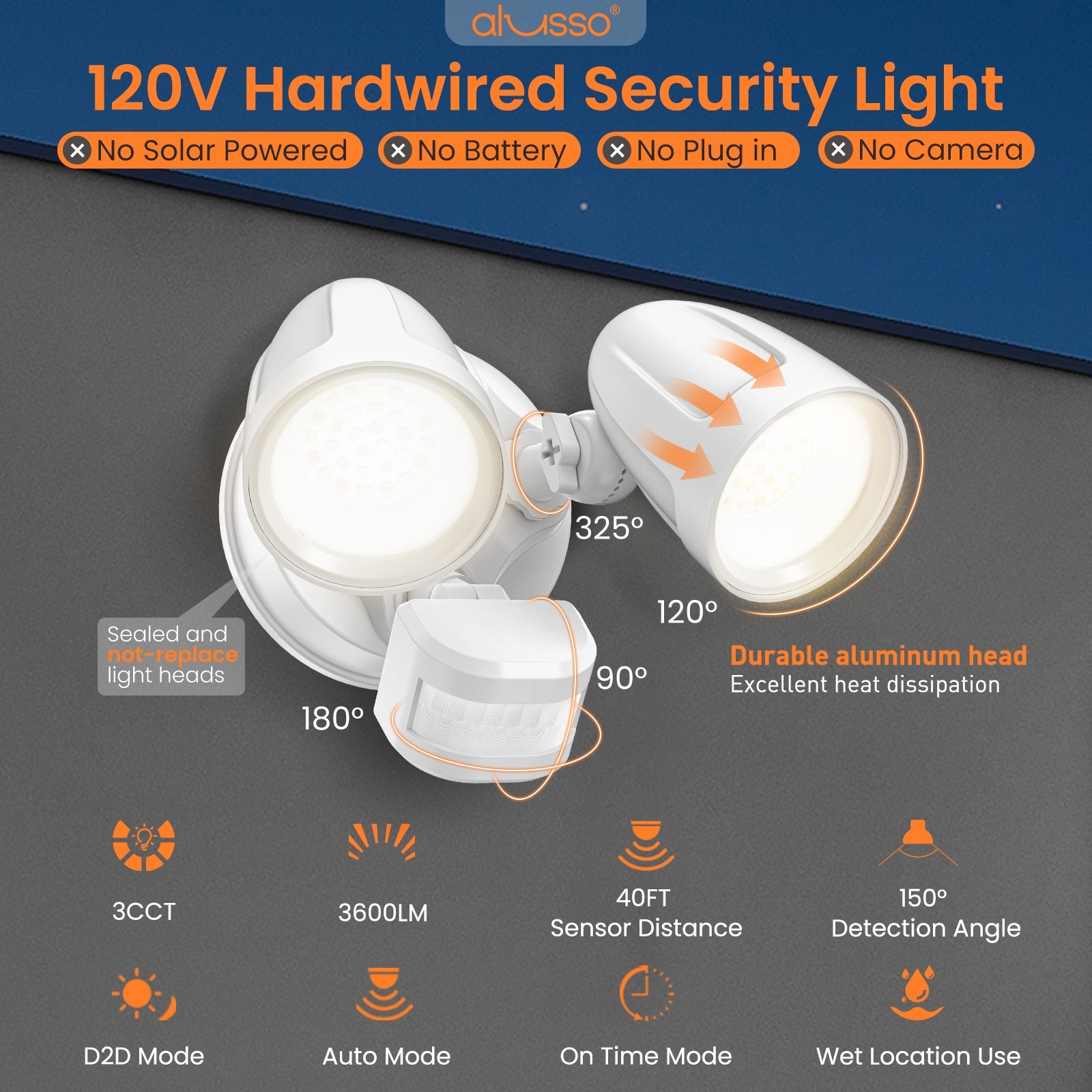 3600lm Aluminum LED Floodlight D2D/PIR Motion Sensor Outdoor Security Lamp 30W