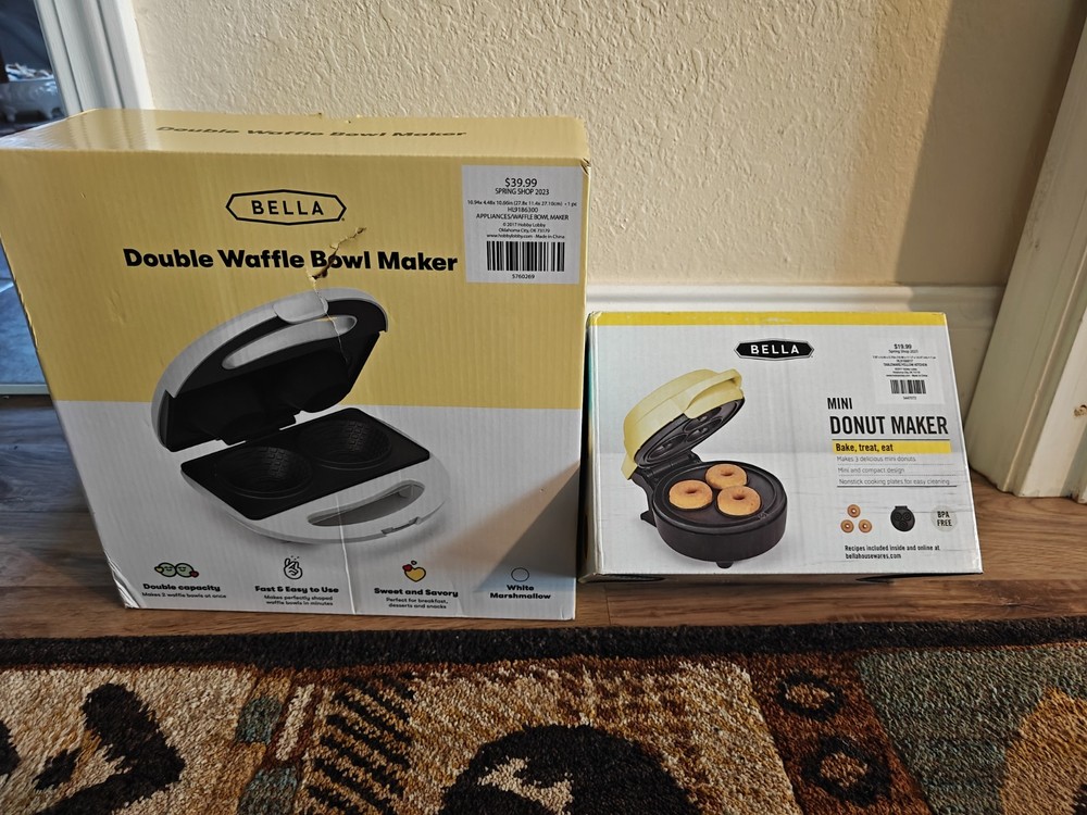 Bella Kitchen Appliance Bundle – Waffle Bowl Maker & Mini Donut Maker