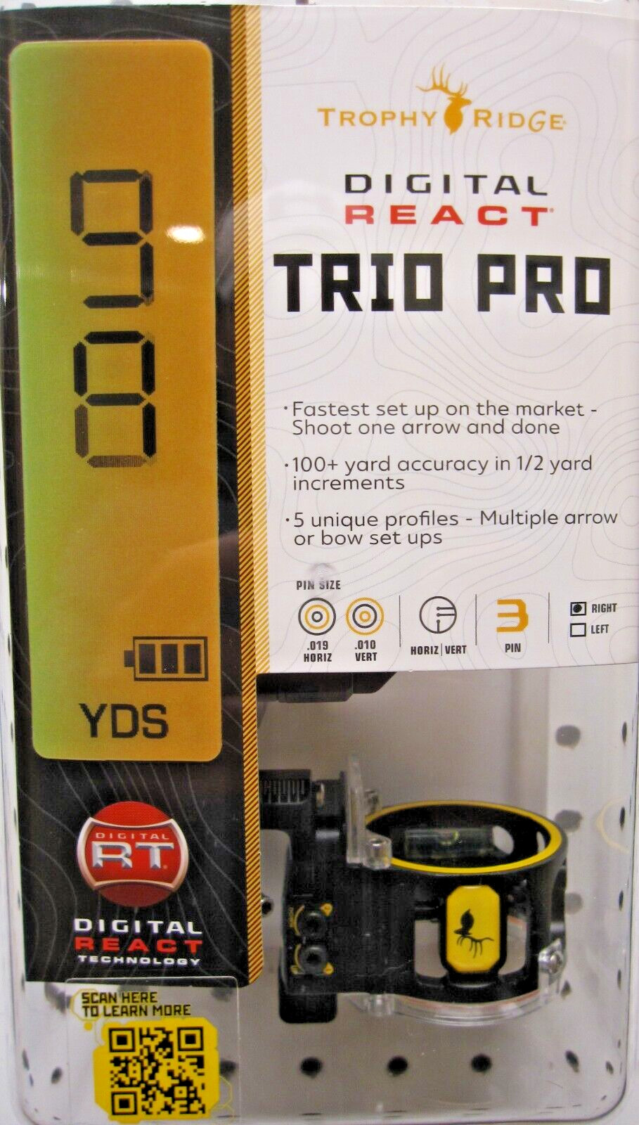 Trophy Ridge Digital React Trio Pro 3 Pin .019 .019 .010 RH, AS713DR19-New