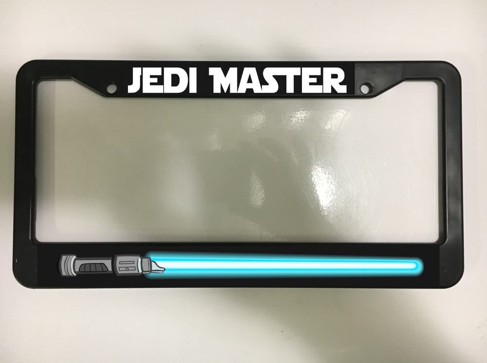 Jedi Master Blue Light Saber Star Wars Luke Skywalker Car License Plate Frame