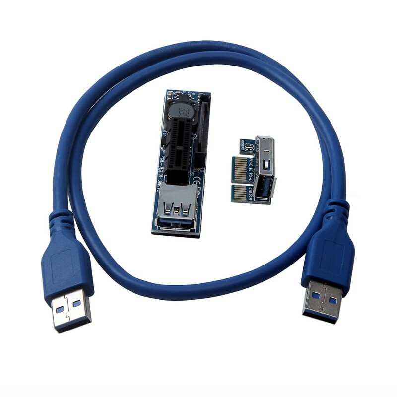 Mini Extender Cable 4pin PCI-E PCI Express Extension1X Riser Card Power USB 60cm