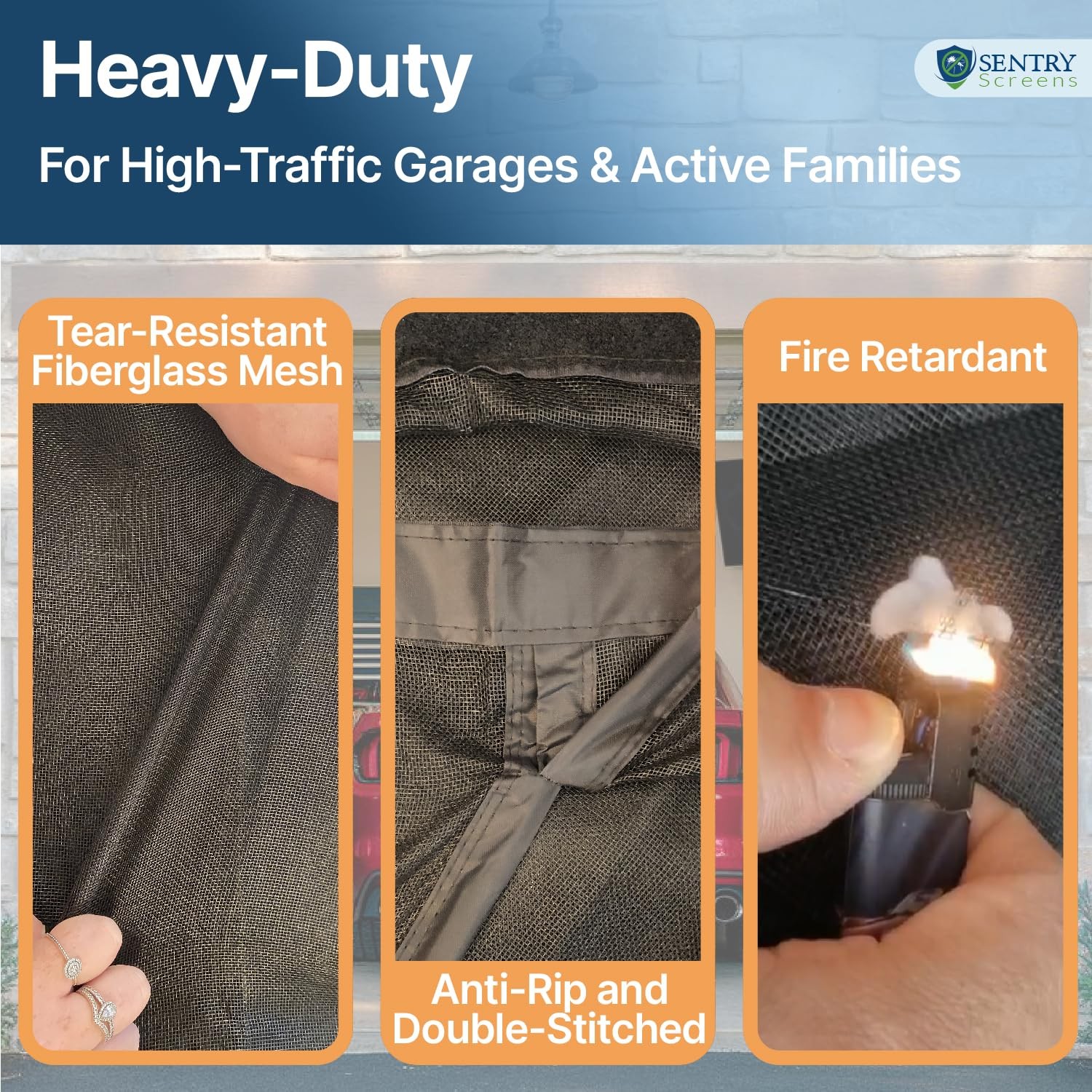 Garage Door Screen 1 Car with Retractable Fiberglass Mesh – Magnetic Closure ...