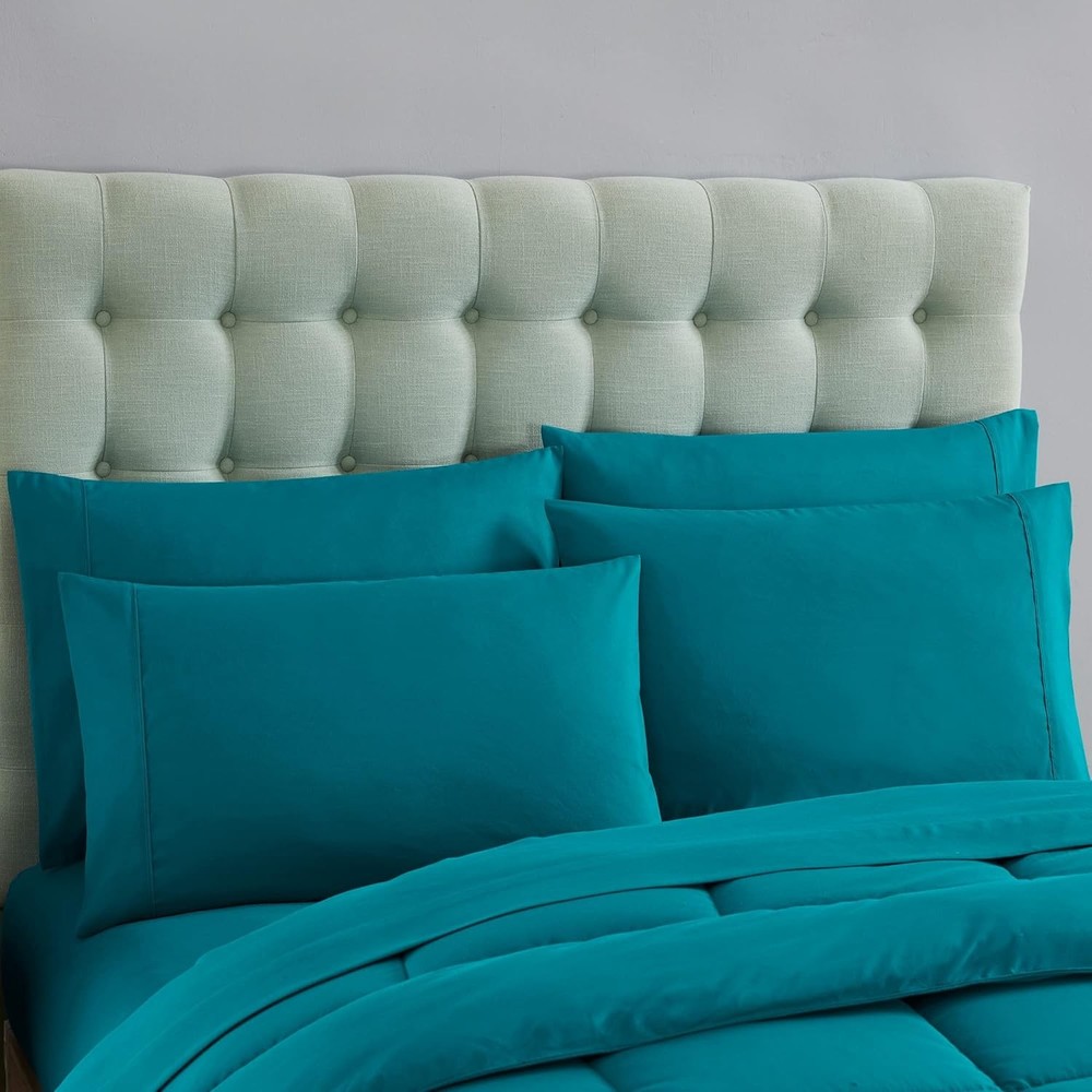 5 Piece Comforter Set Bag Solid Color All Season Soft Down Alternative Blanket &