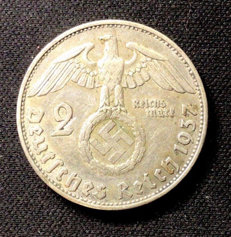 1937 G German Silver! 2 Marks! ENN Coins
