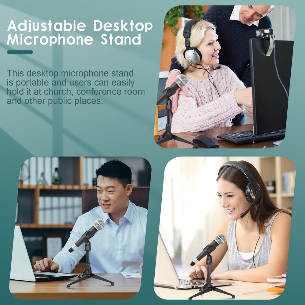 3 Pack Desktop Mic Stand Portable Foldable Tripod Adjustable Height Tabletop