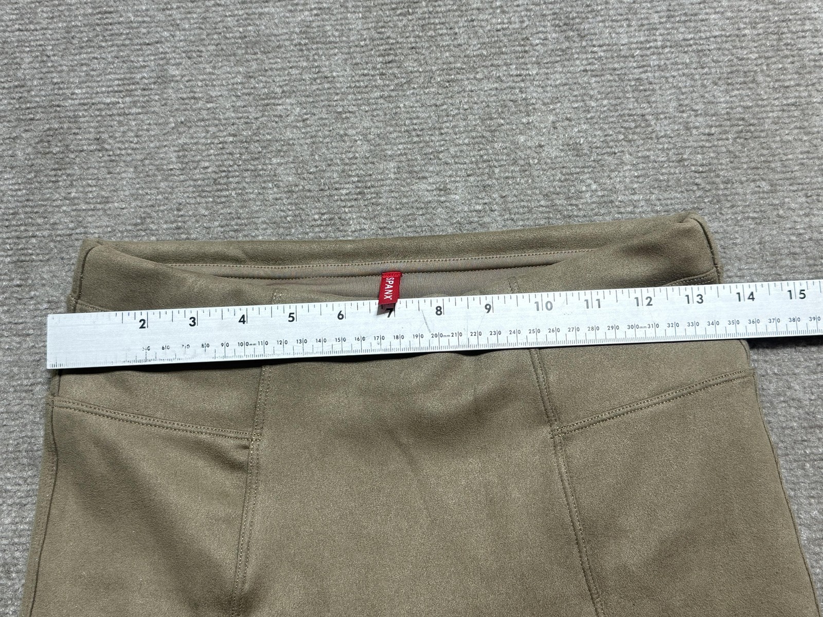Spanx Pants Womens Small Tan Faux Suede Leggings Pull On High Rise Shaping