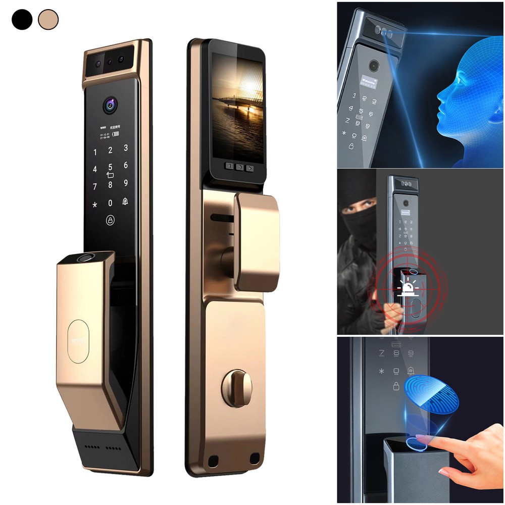 3D Face Smart Door Security Lock Camera W/ Fingerprint Password Keypad Biometric