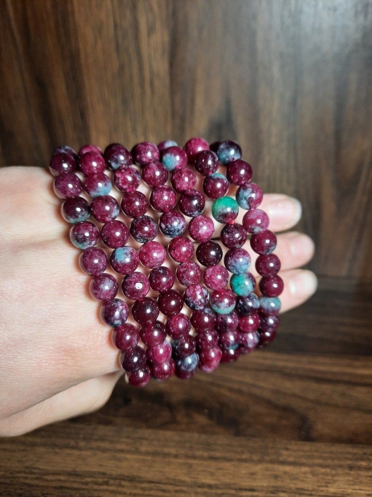 Ruby and Zoisite Crystal Stone beaded bracelet