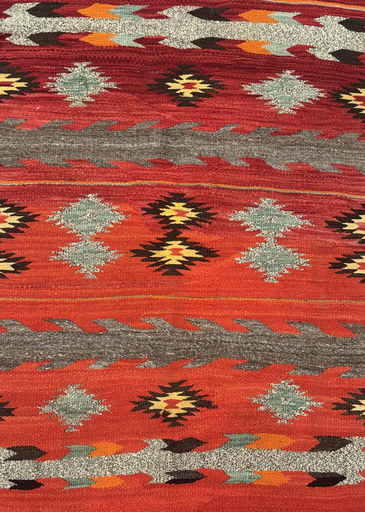 Navajo Double Saddle Blanket Handspun and Germantown ca 1890 53" H x 35" W