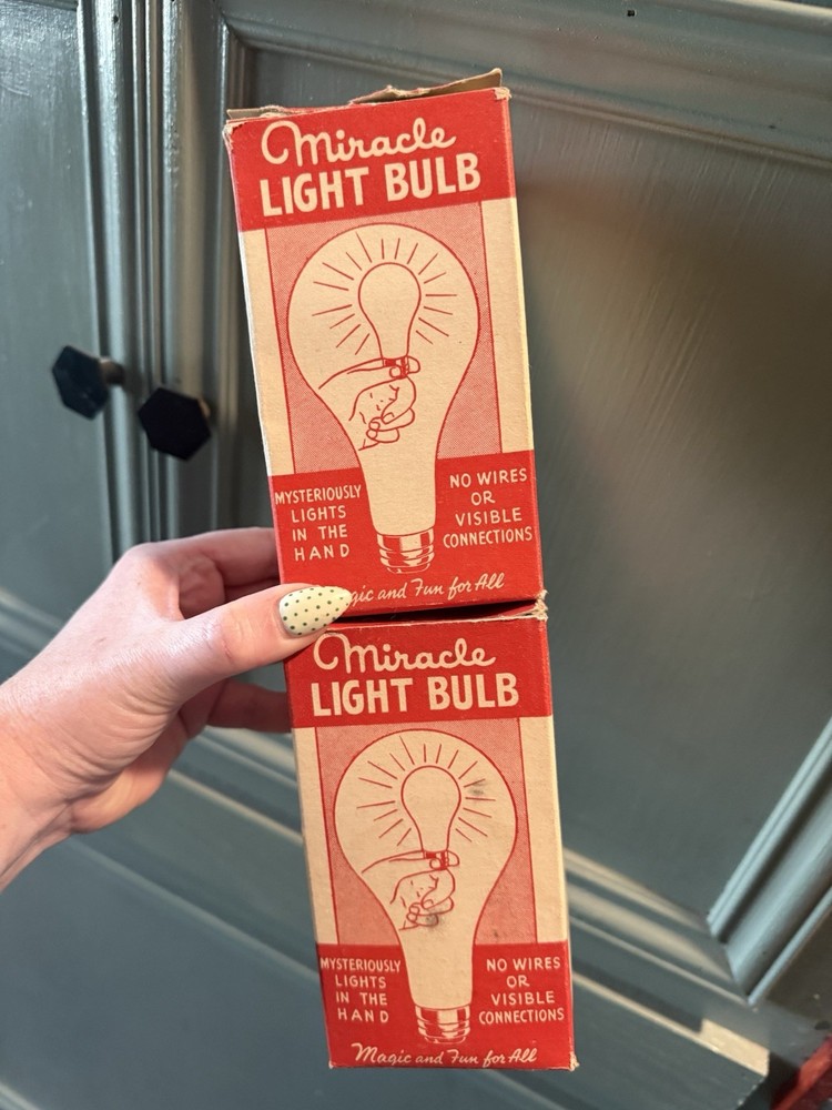 Pair Of Vintage Rare Miracle LightBulb Magic Tricks Work Boxes Tested Work !!