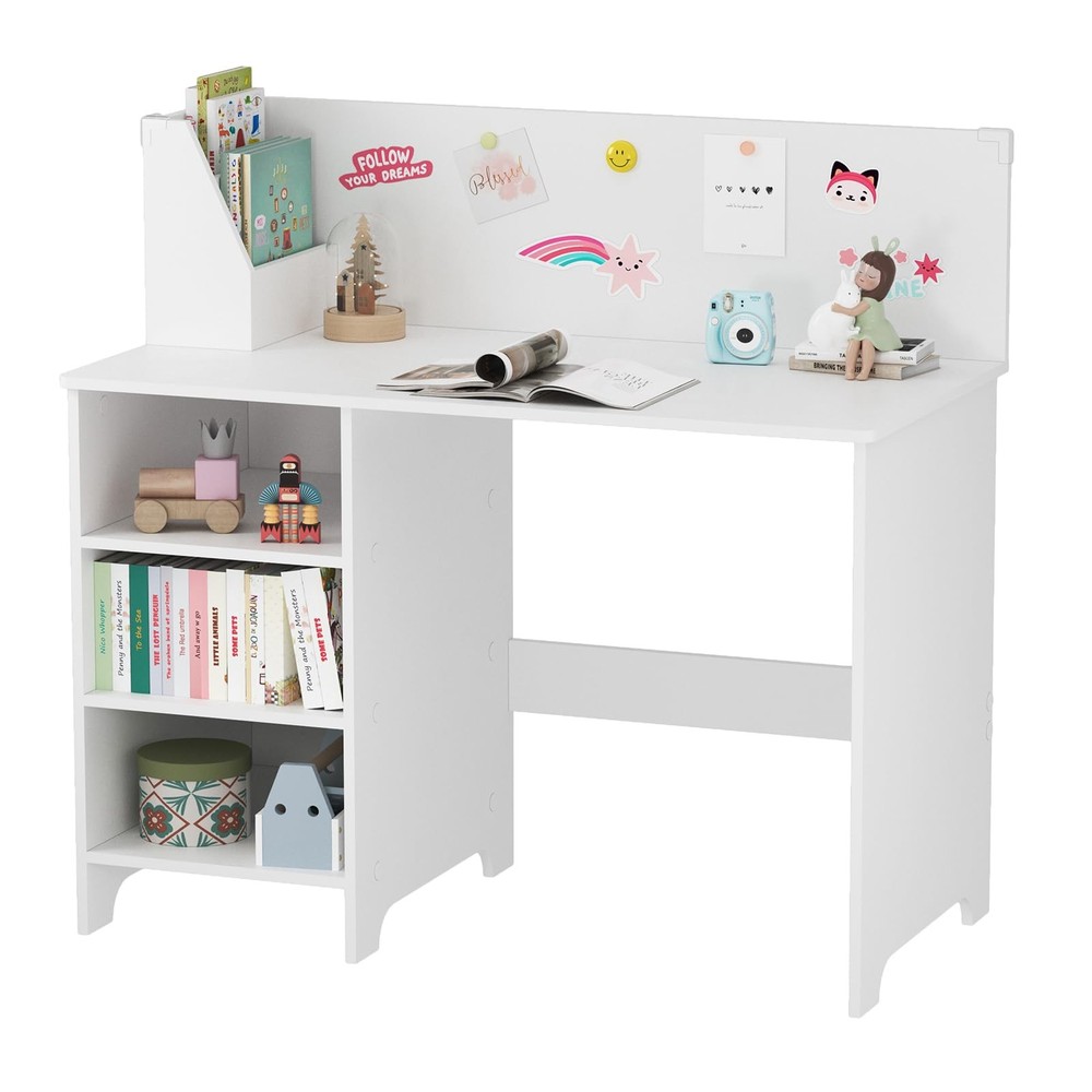 Desk, Engineering Wooden Study Desk with Hutch, School Study Table with Book ...