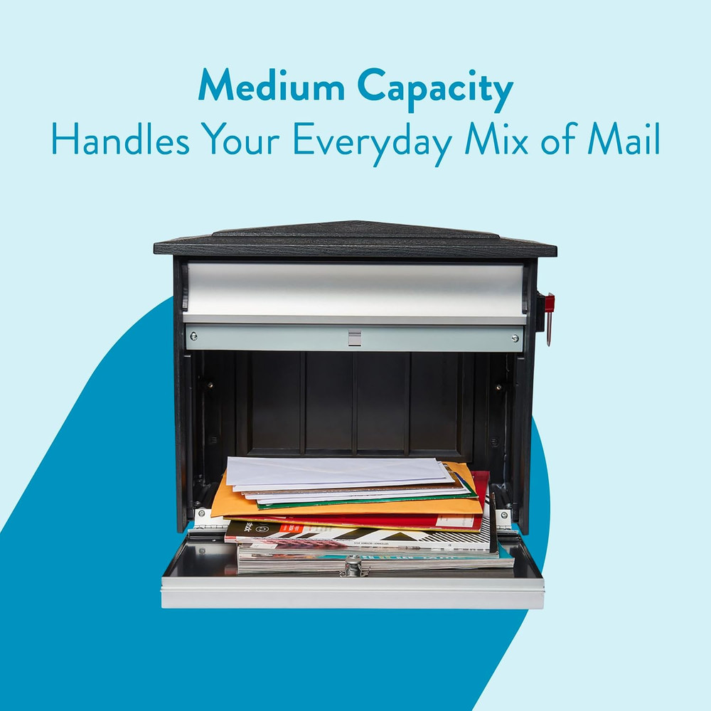 Mailsafe™ Locking, Wall-Mounted Mailbox for Outside, Rust-Resistant Plastic & Al