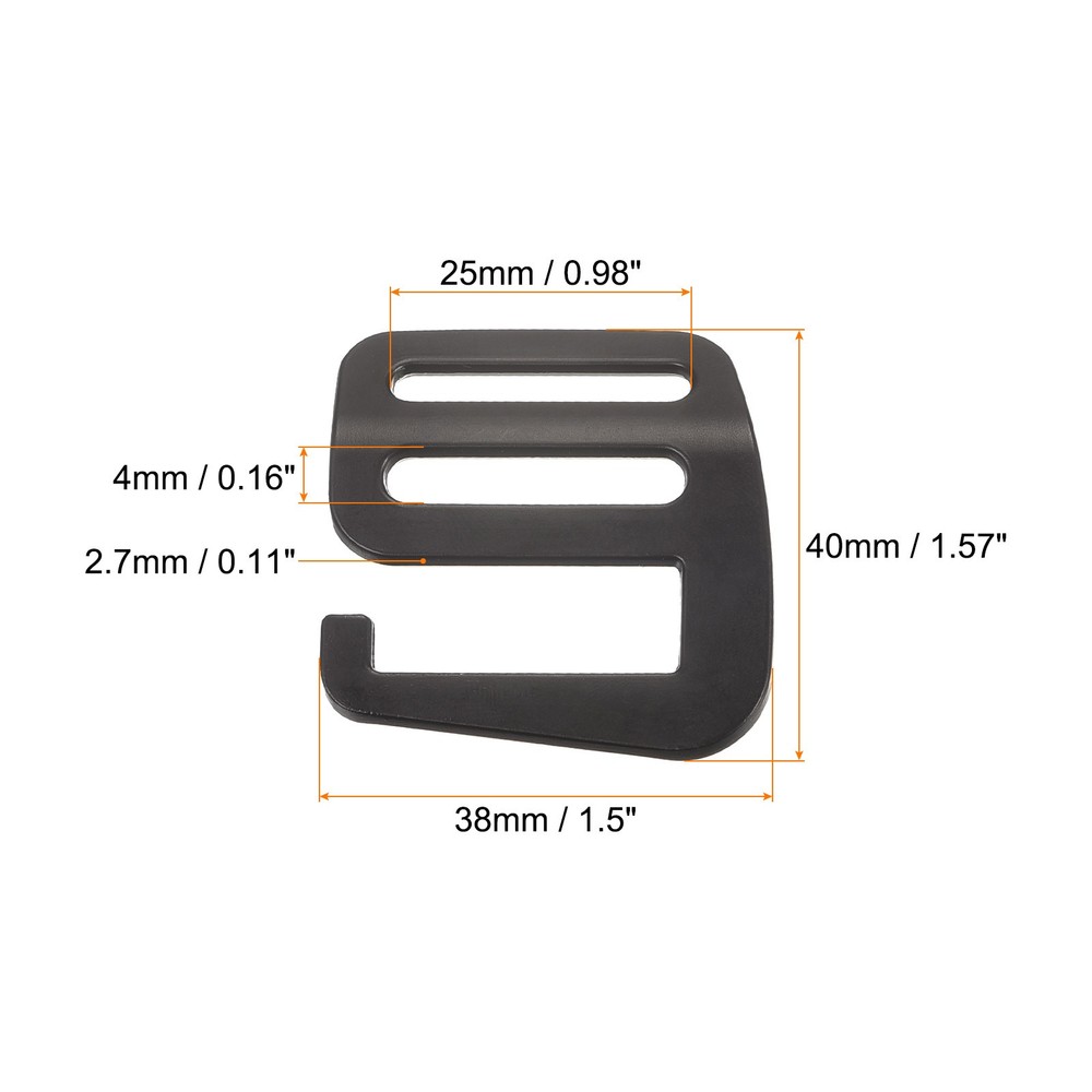 0.98" Webbing Release G Hook Buckle Adjuster for Backpack Strap 4Pcs Matte Black