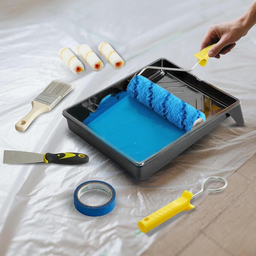 Paint Roller Kit, 29 Pcs Complete Paint Set with 2-4FT Extension Pole, Paint Rol