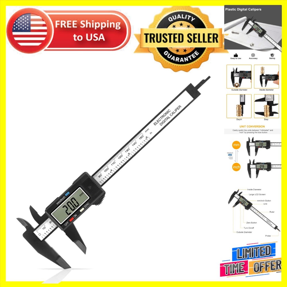 Versatile 0-6 Inch Digital Caliper - Four Measuring Modes, Scratch-Free Accuracy