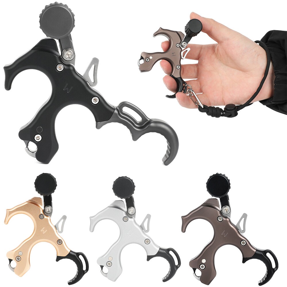 Compound Bow Release Aids 3 4 Finger Thumb Trigger Adjust Archery Hunting RH LH
