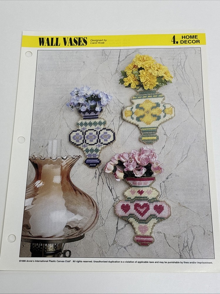 Wall Vases 3 Designs Annie's Attic Plastic Canvas Pattern Page