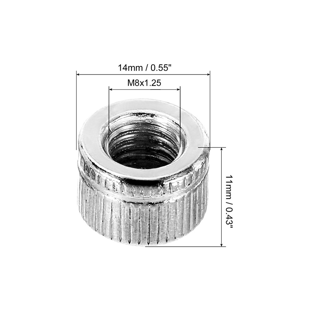 M8 Nut Hood, 10pcs Female Knurled Thread Silver Tone