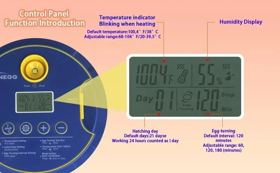Incubators for Hatching Eggs,18 Egg Incubator with Automatic Egg Turning and ...