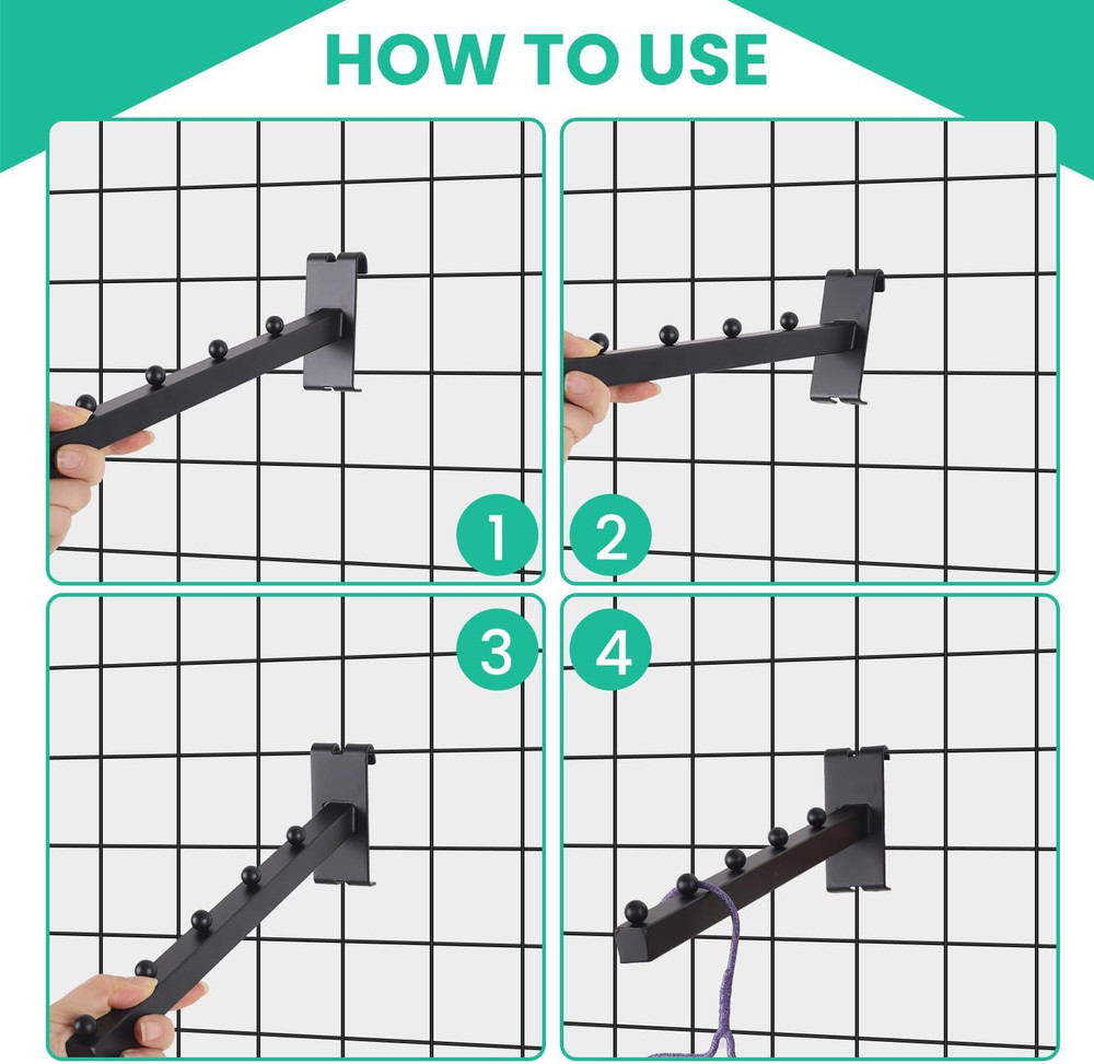 6 Pack Gridwall Waterfall Hooks 5 Ball 12" Gridwall Clothes Hanger Gridwall Wire