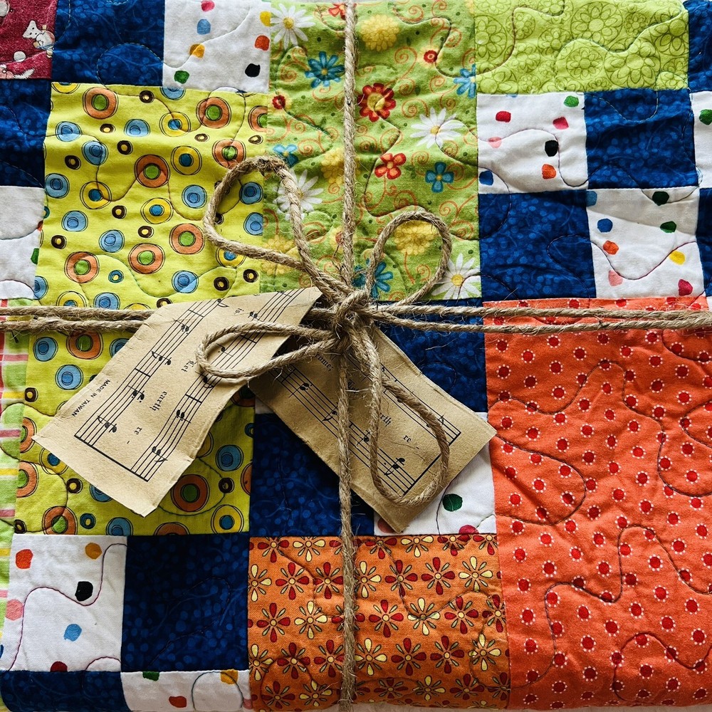 38”x52” Beautiful Handmade Optimistic Quilted Throw.