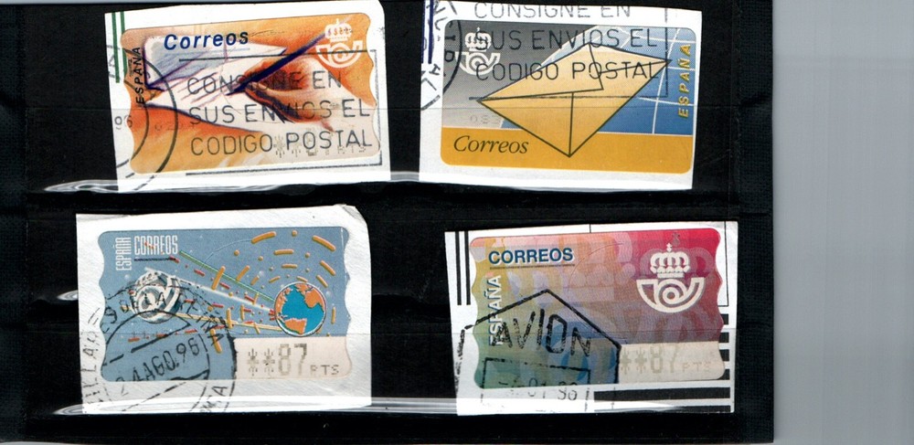 SPAIN USED 4 COMPUTER GENERATED STAMPS