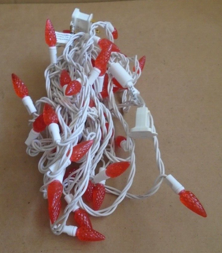 VICKERMAN Commercial Grade C6 String Light Set 50 LED Orange Light White Wire