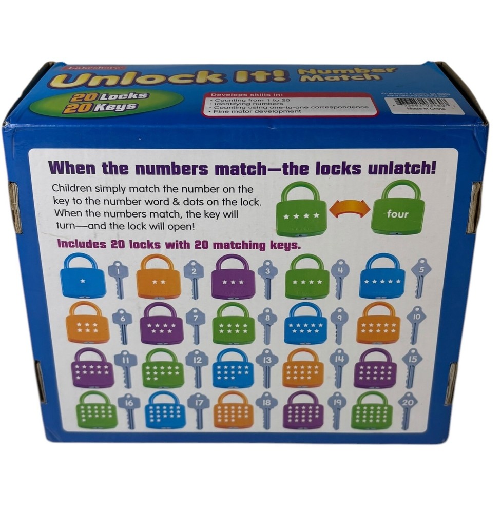 Lakeshore UNLOCK IT Number Match Math Learning Game Locks Keys LC127 - COMPLETE!
