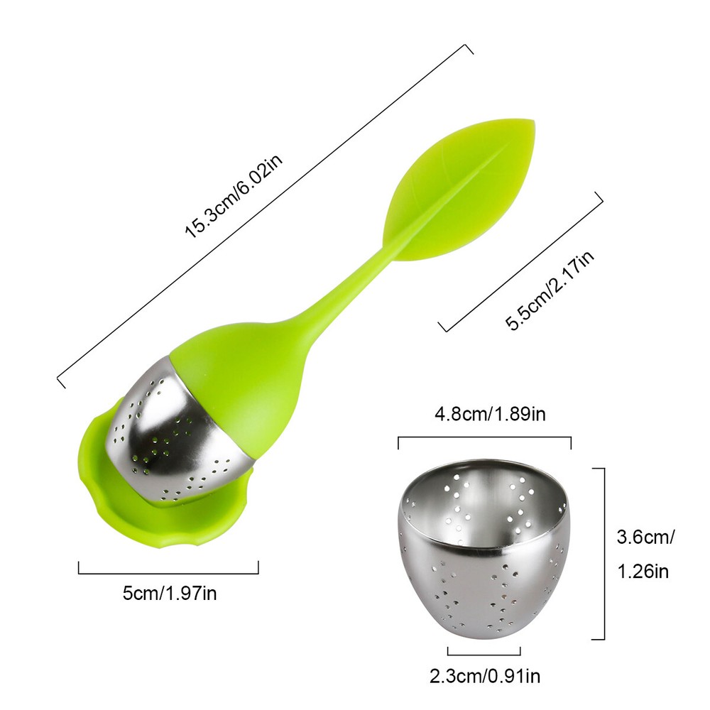 Silicone Tea Infusers Strainer Stainless Herbal Spice Filter Diffuser Green+Blue