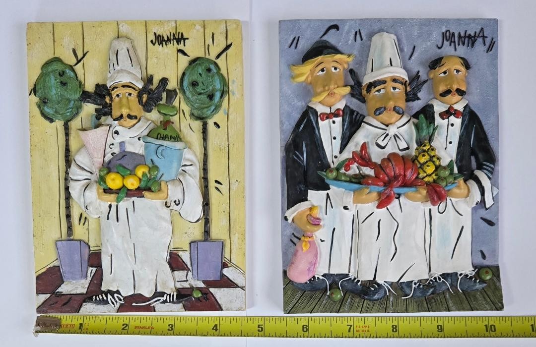Set Of 2 Chef 3D Wall Art 6” Tiles By Joanna