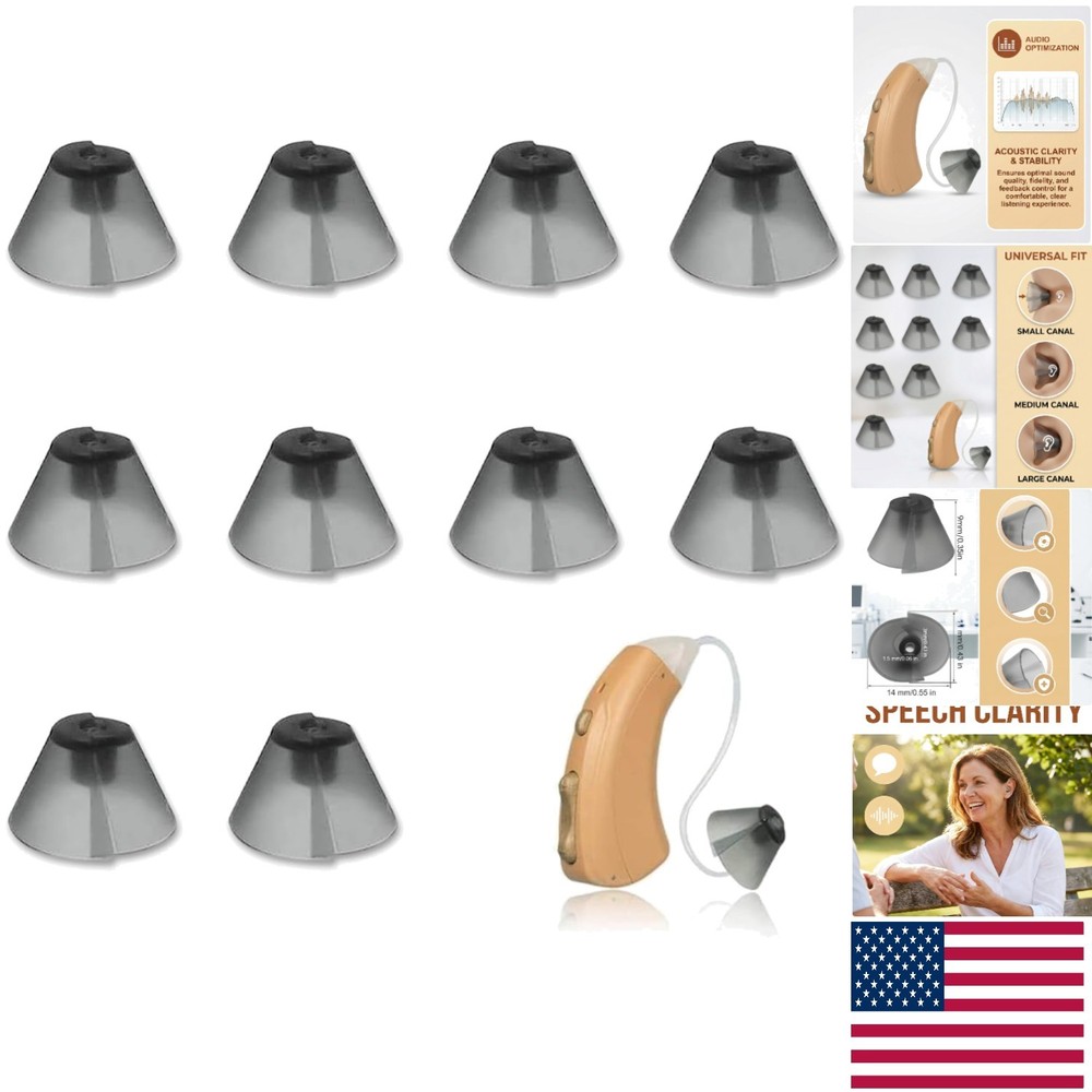 Comfortable Dark Gray Tulip Domes for Hearing Aids - 10 Pack Replacement