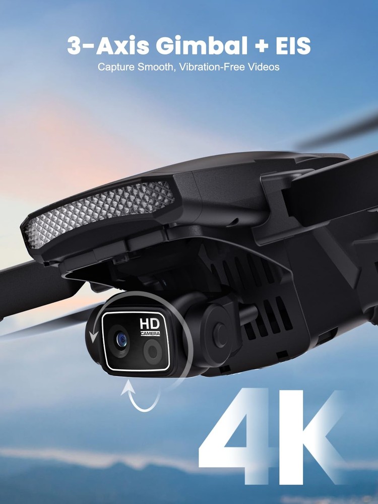 GPS Drone with Camera for Adults 4K, 5.5" Touchscreen Controller, Black