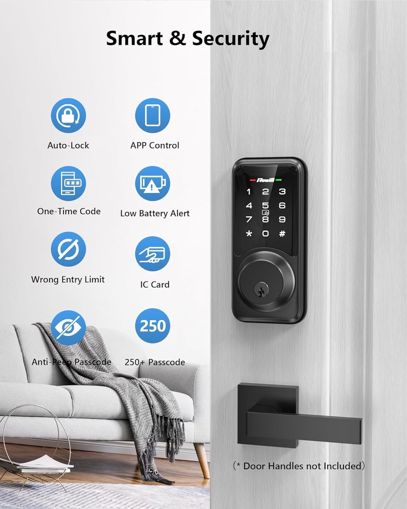 Zowill Smart Lock - Keyless Entry Door Lock with APP Control DK06 - Matte Black