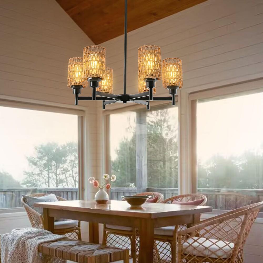 Modern Ceiling Light Chandelier 6-Head Pendant Lighting Ceiling Dimmable