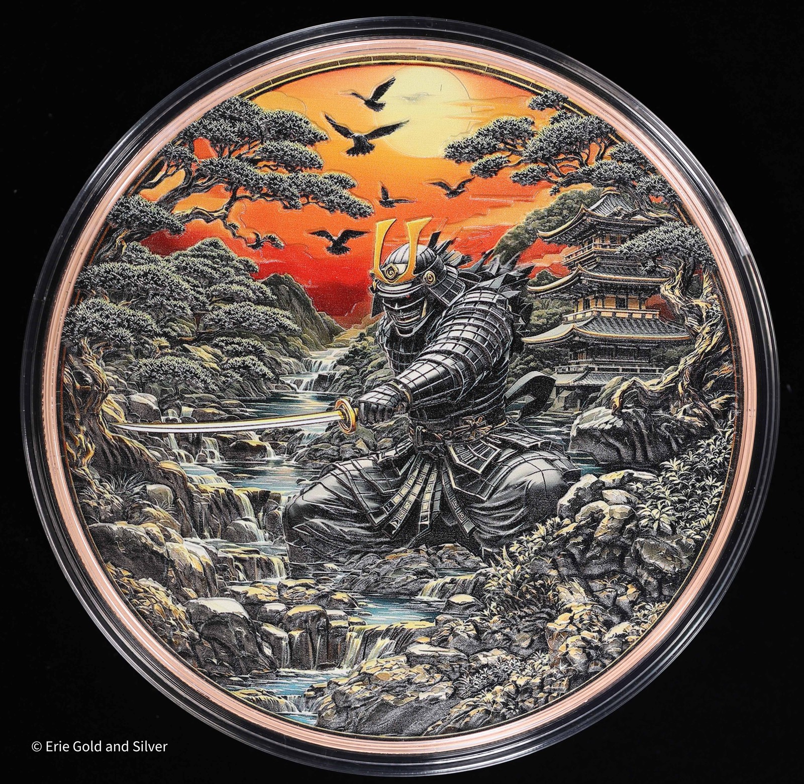 Warriors Samurai Colorized 1 Kilo Copper Round w/Capsule