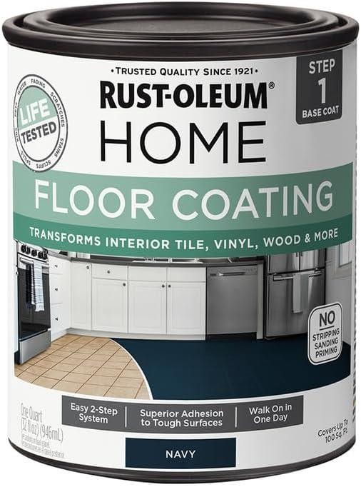 Rust-Oleum HOME Floor Coating, Navy, Matte, Quart - 365931