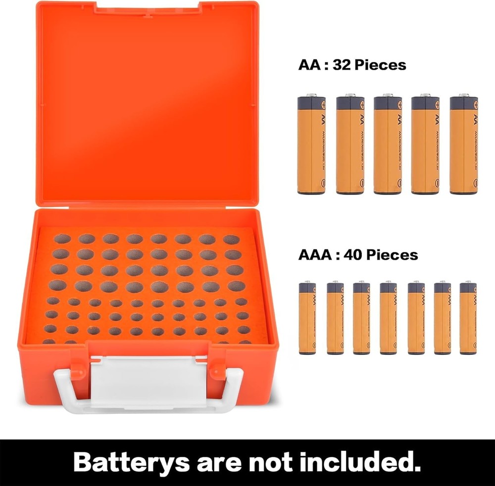 72-Compartment Battery Organizer - Waterproof, Dustproof & Portable Storage Case