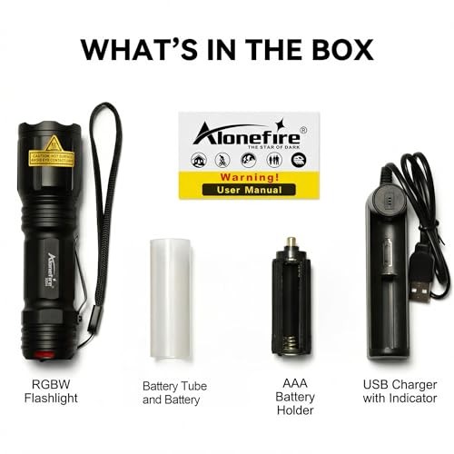 X004 Multicolor Flashlight Red Light Green Light USB Rechargeable Blue Light