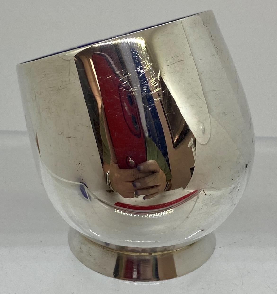 A. Michelsen Denmark Sterling Silver Blue Enamel Salt Cellar M01