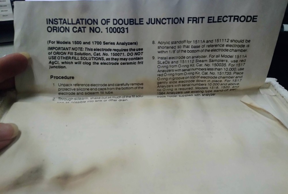 Orion 100031 Double Junction Frit Electrode