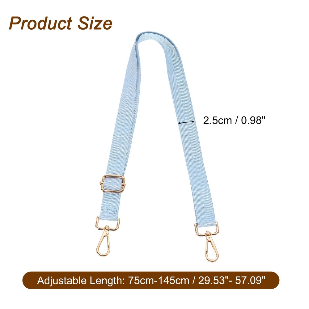 2.5cm Wide Shoulder Strap, Sky Blue, Light Gold Pull Core Buckle